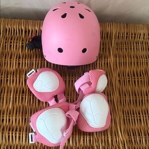 Kids Pink Helmet and Protective Pad Set